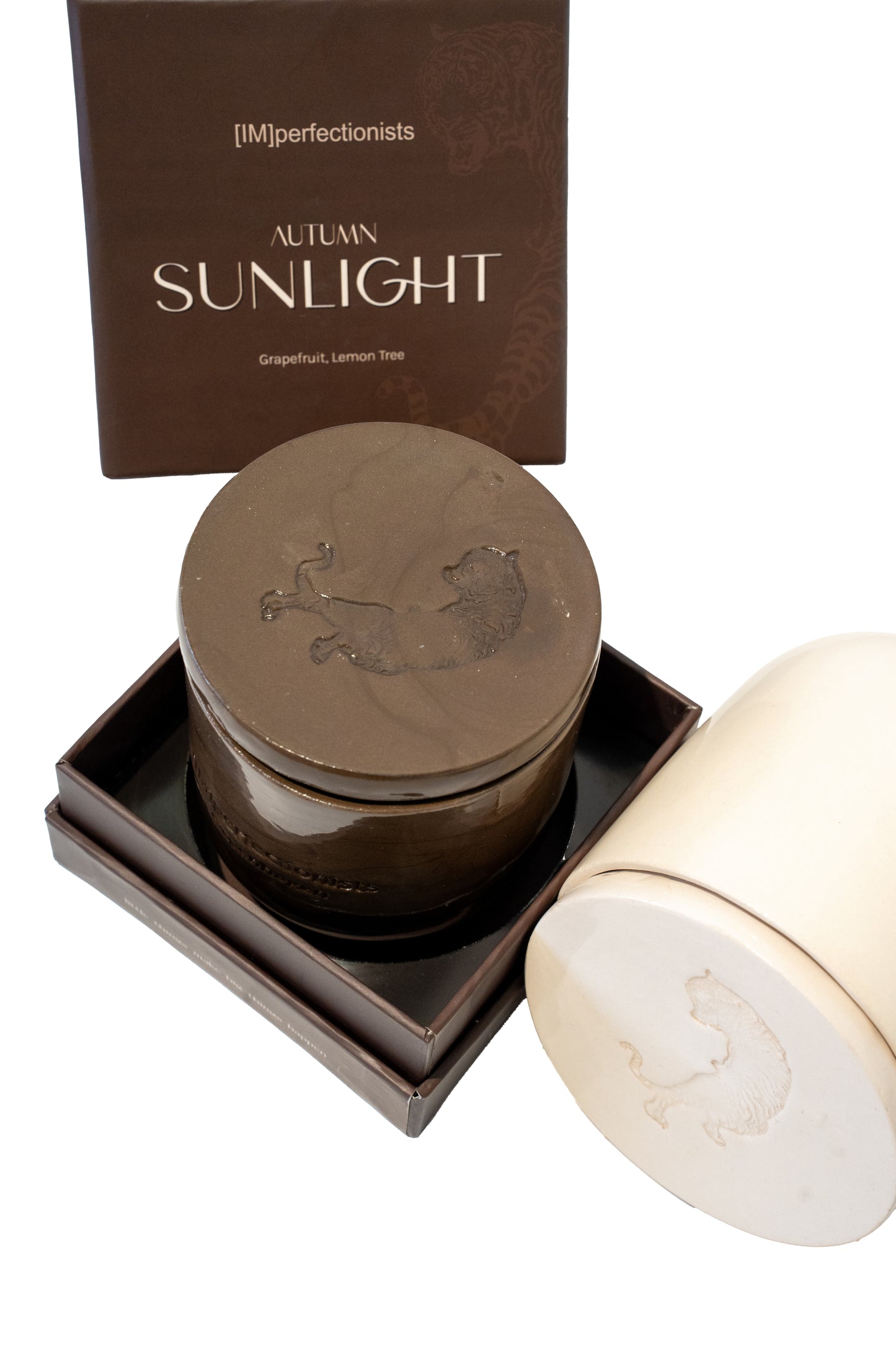 Beige Tiger Ceramic Candle – Autumn Sunlight