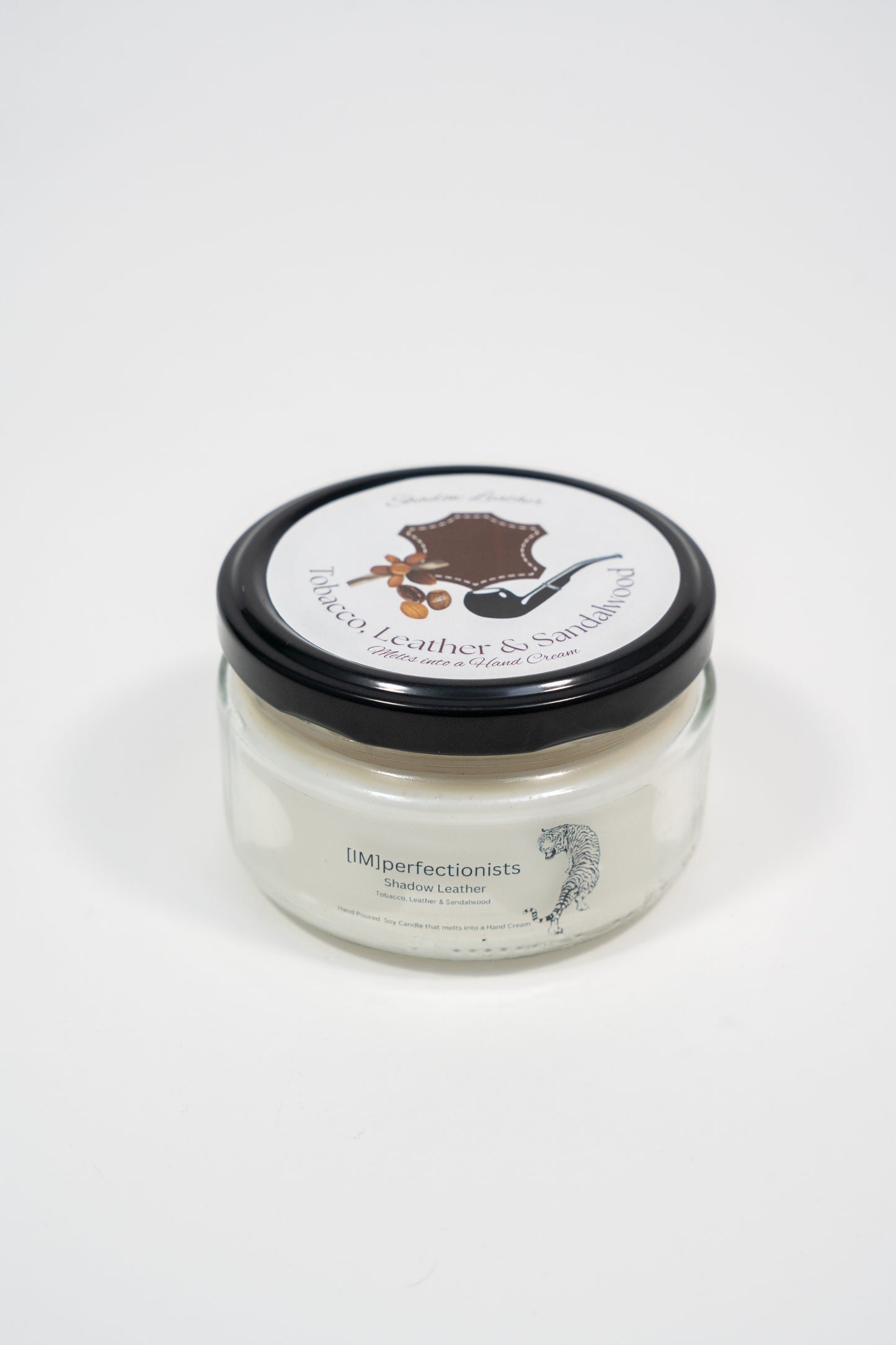 Shadow Leather Candle Melts into Hand Cream